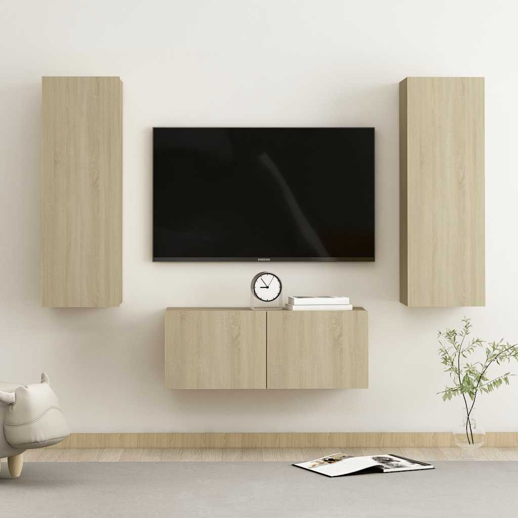 vidaXL Ensemble de 3 meubles TV chêne Sonoma en aggloméré