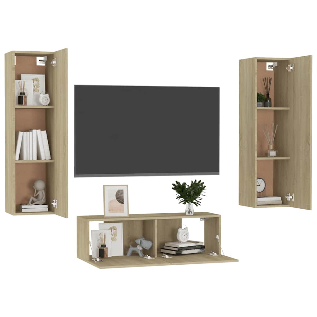 vidaXL Ensemble de 3 meubles TV chêne Sonoma en aggloméré