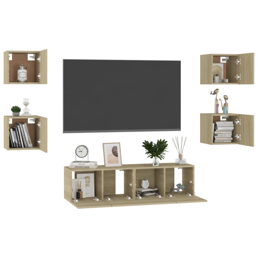 vidaXL Meuble TV 6 pièces Aggloméré Chêne Sonoma