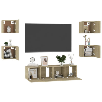 vidaXL Meuble TV 6 pièces Aggloméré Chêne Sonoma