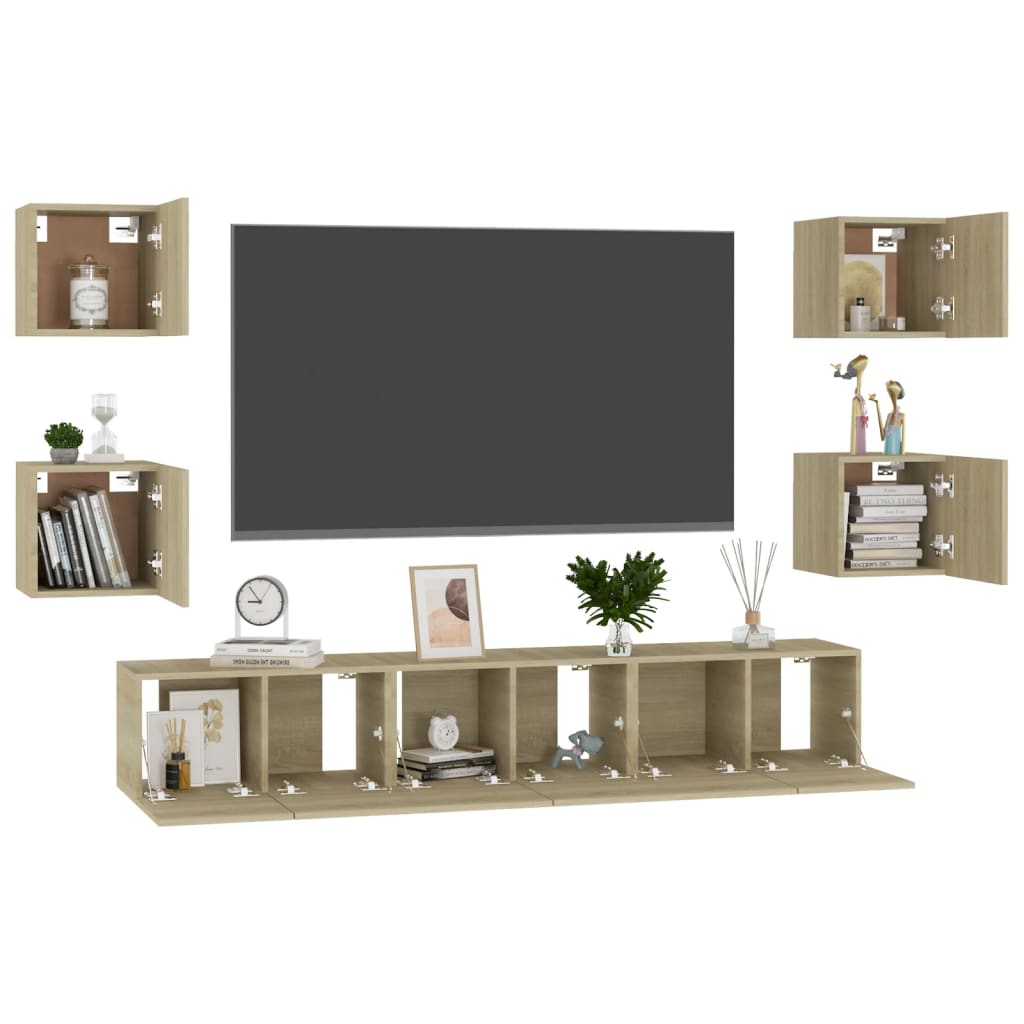vidaXL Ensemble de meubles TV 7 pcs Bois d'ingénierie chêne sonoma