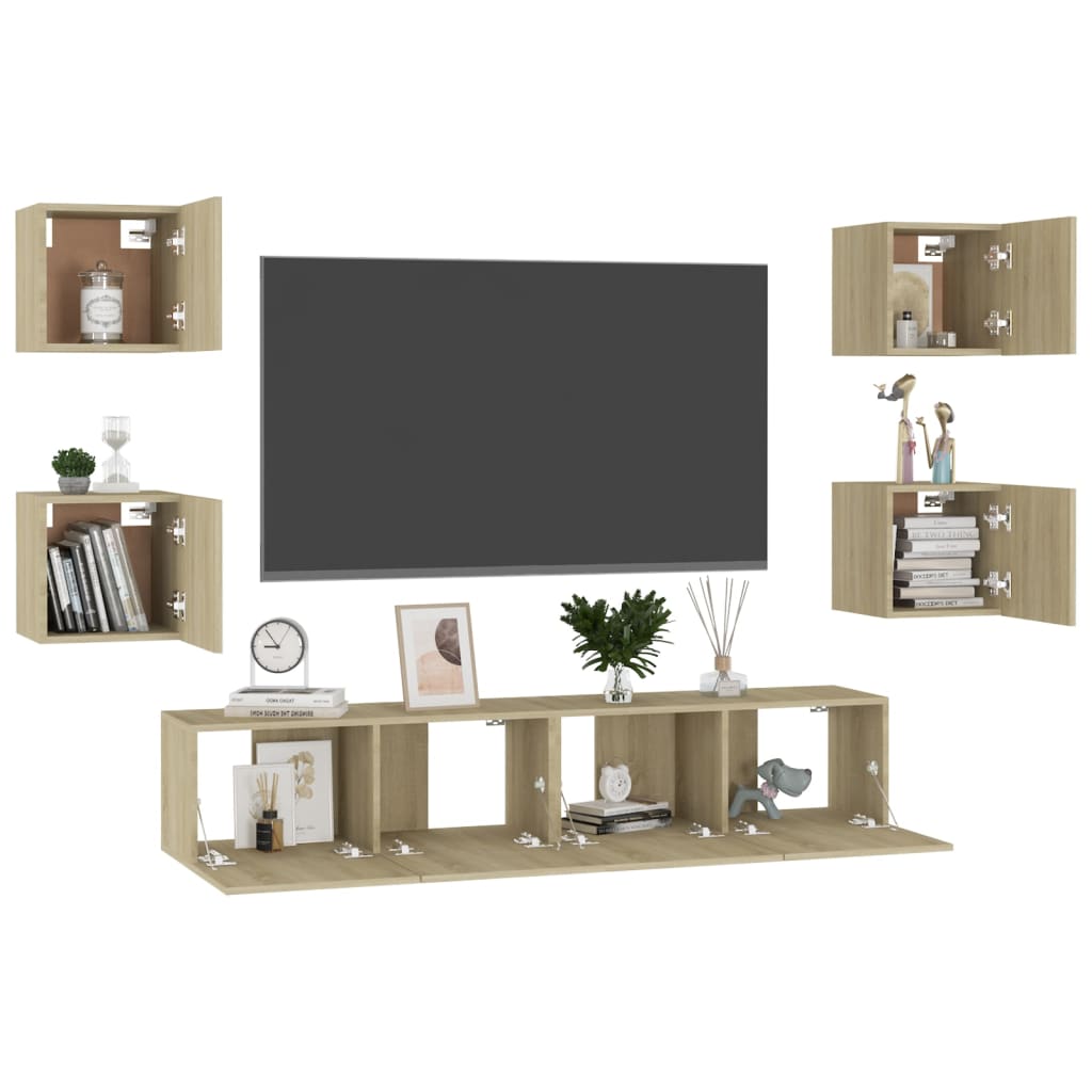 vidaXL Meuble TV 6 pièces Aggloméré Chêne Sonoma