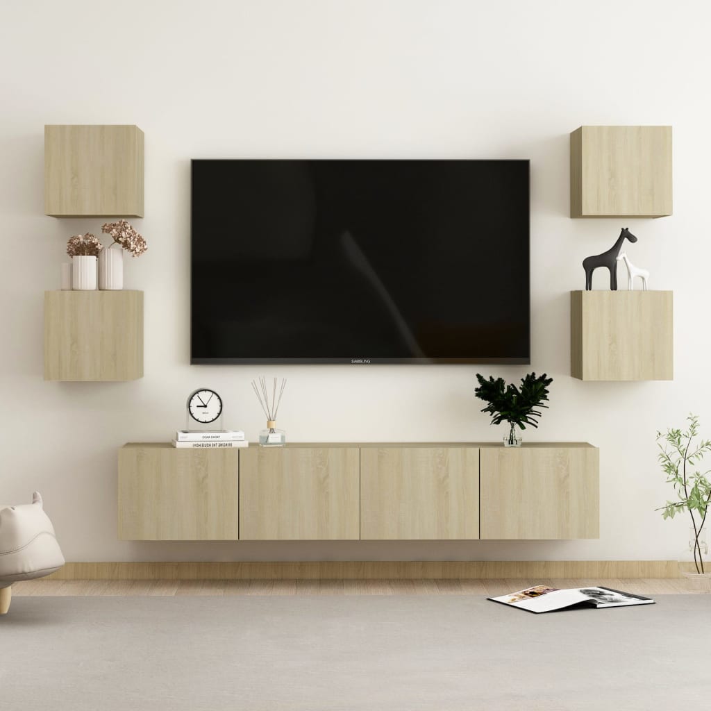 vidaXL Meuble TV 6 pièces Aggloméré Chêne Sonoma