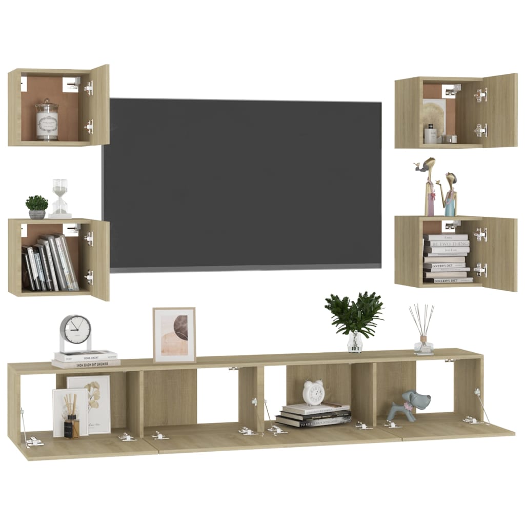 vidaXL Meuble TV 6 pièces Aggloméré Chêne Sonoma