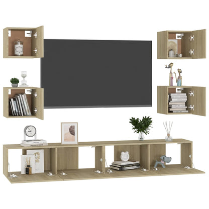 vidaXL Meuble TV 6 pièces Aggloméré Chêne Sonoma