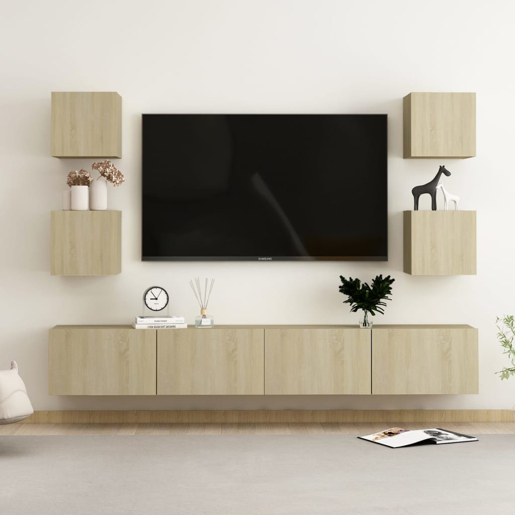 vidaXL Meuble TV 6 pièces Aggloméré Chêne Sonoma