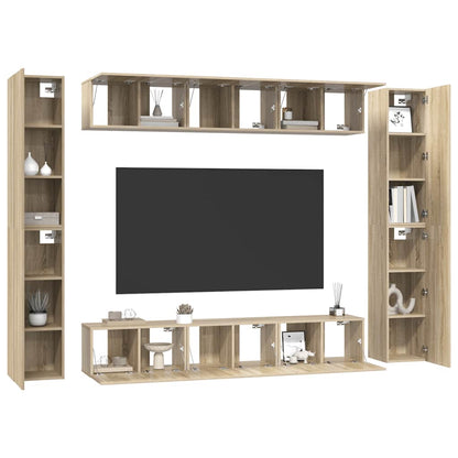 vidaXL Meuble TV, 10 pcs, chêne sonoma, aggloméré