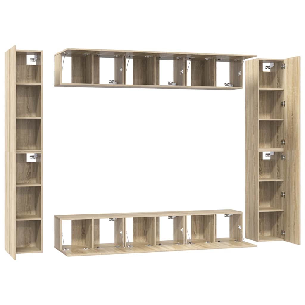 vidaXL Meuble TV, 10 pcs, chêne sonoma, aggloméré