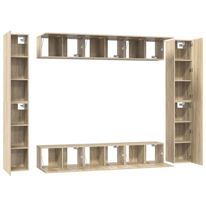 vidaXL Meuble TV, 10 pcs, chêne sonoma, aggloméré