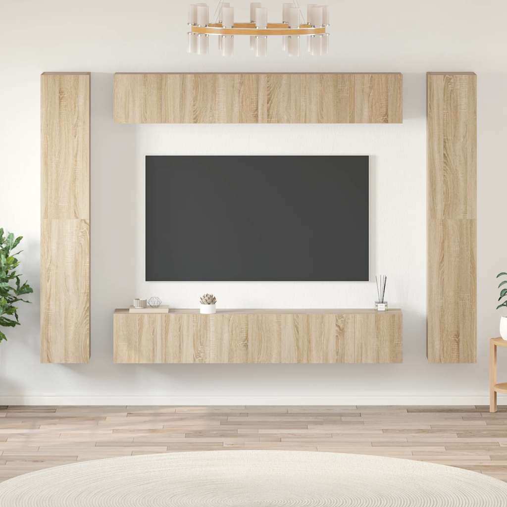 vidaXL Meuble TV, 10 pcs, chêne sonoma, aggloméré