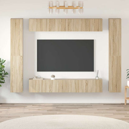 vidaXL Meuble TV, 10 pcs, chêne sonoma, aggloméré