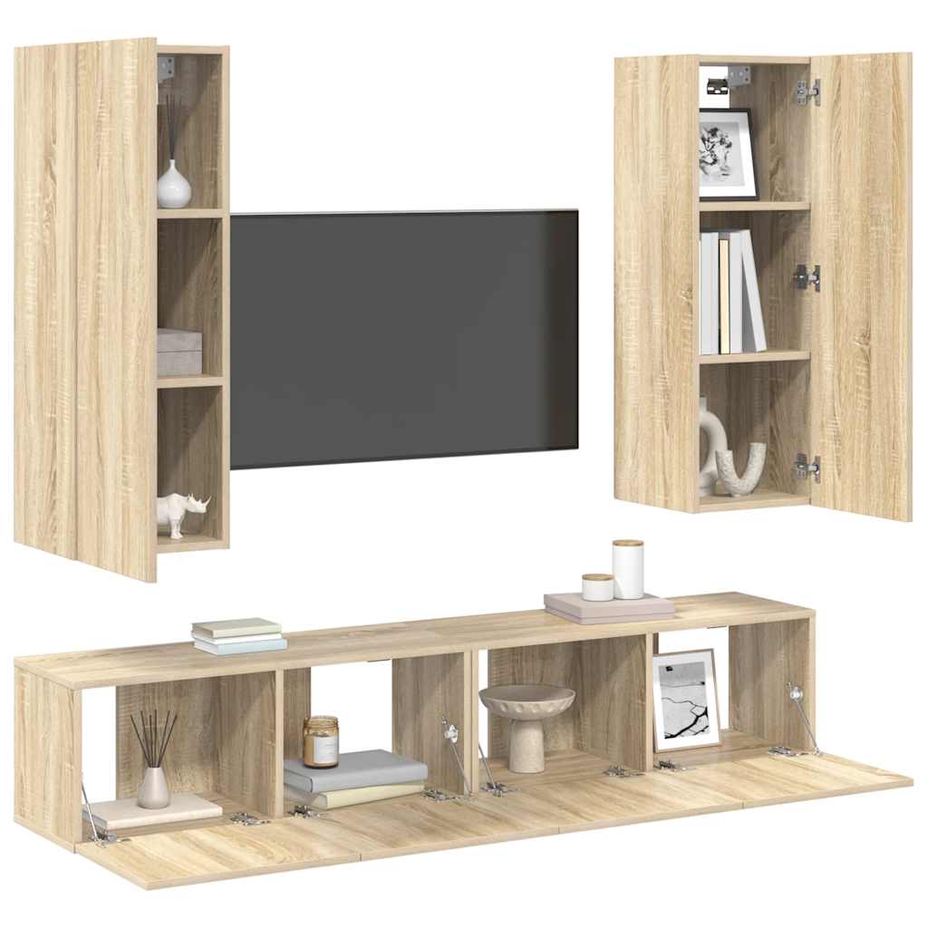 vidaXL Meuble TV 4 pcs Aggloméré Chêne Sonoma