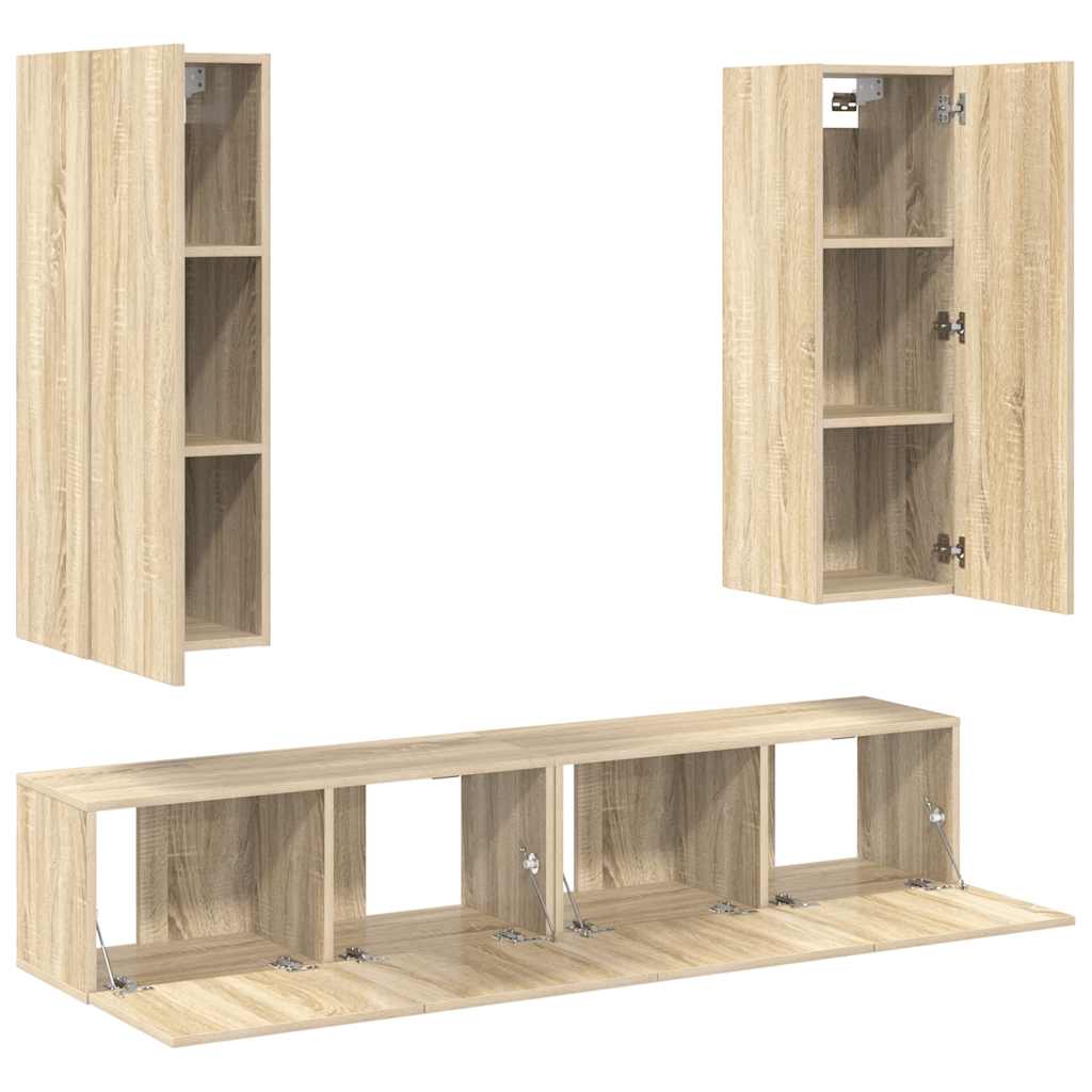 vidaXL Meuble TV 4 pcs Aggloméré Chêne Sonoma