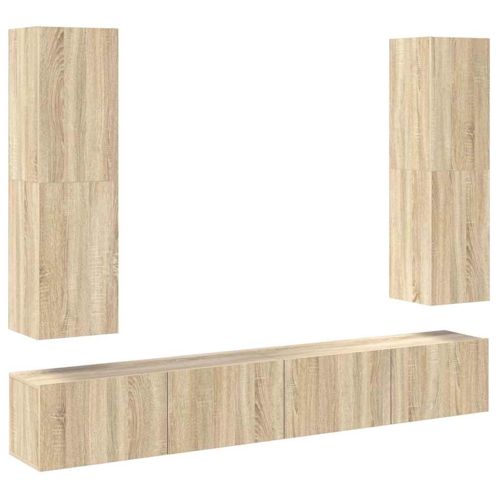 vidaXL Meuble TV 4 pcs Aggloméré Chêne Sonoma
