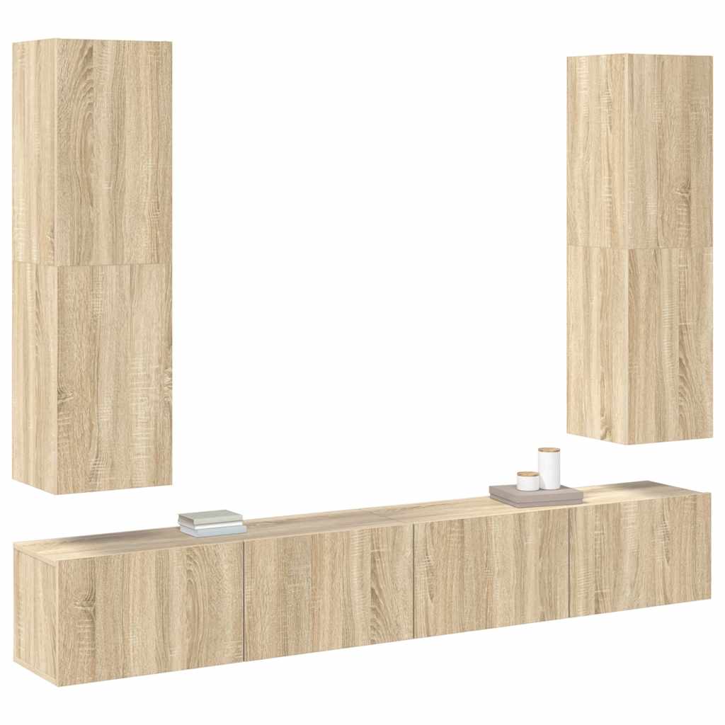 vidaXL Meuble TV 4 pcs Aggloméré Chêne Sonoma
