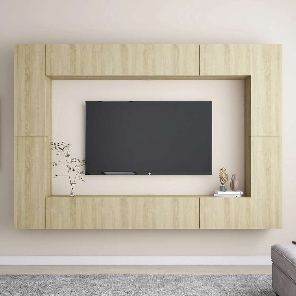 vidaXL Ensemble de 8 meubles TV Chêne Sonoma Bois d'ingénierie