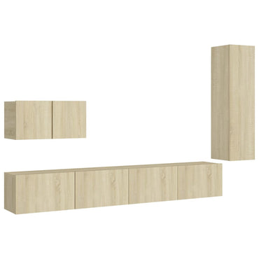 vidaXL Meuble TV 4 pcs Aggloméré Chêne Sonoma