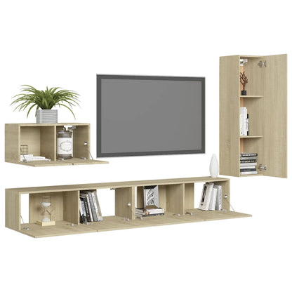vidaXL Meuble TV 4 pcs Aggloméré Chêne Sonoma
