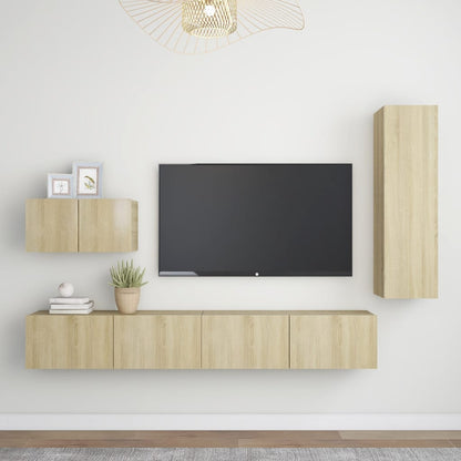 vidaXL Meuble TV 4 pcs Aggloméré Chêne Sonoma