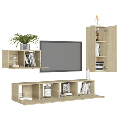 vidaXL Meuble TV 4 pcs Aggloméré Chêne Sonoma