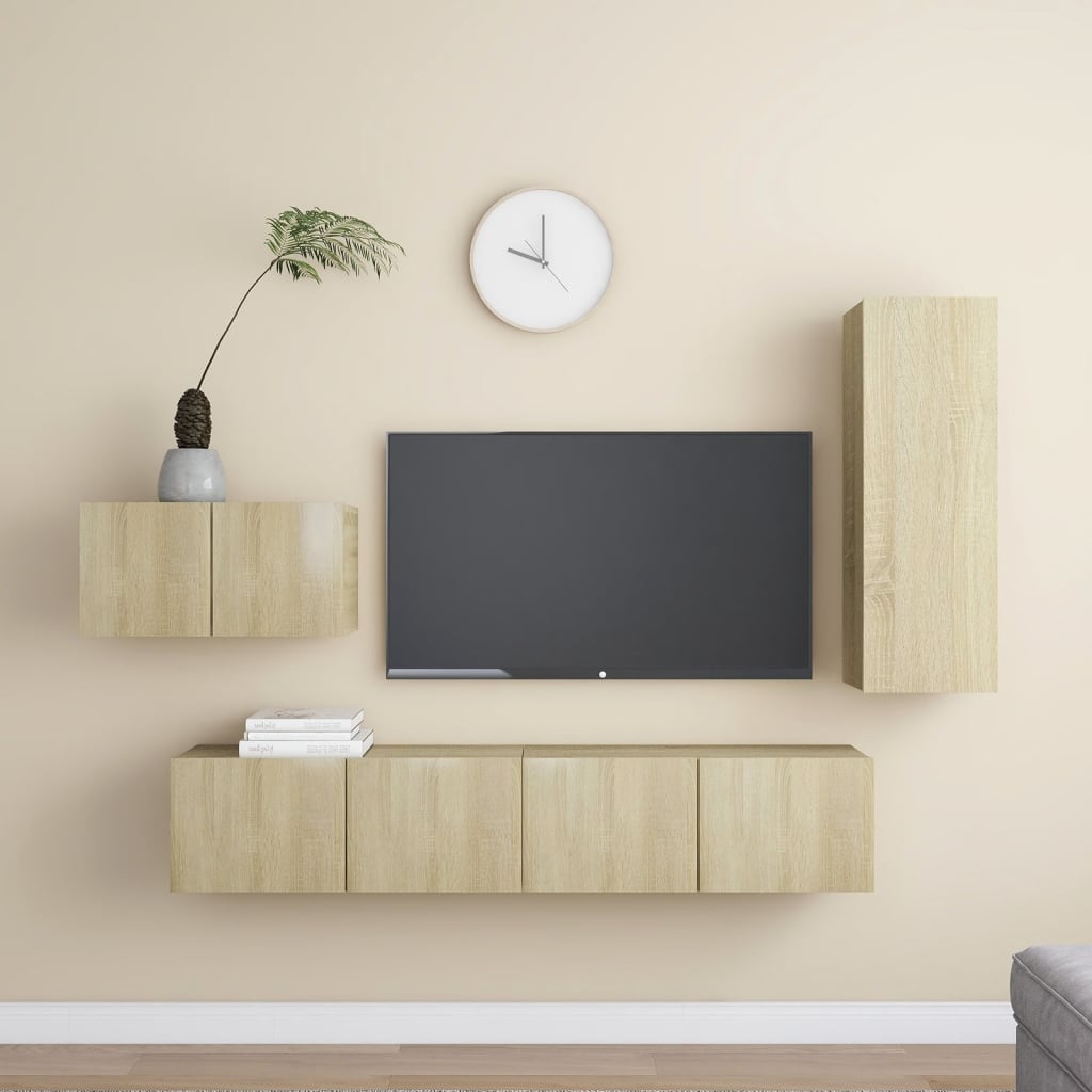 vidaXL Meuble TV 4 pcs Aggloméré Chêne Sonoma