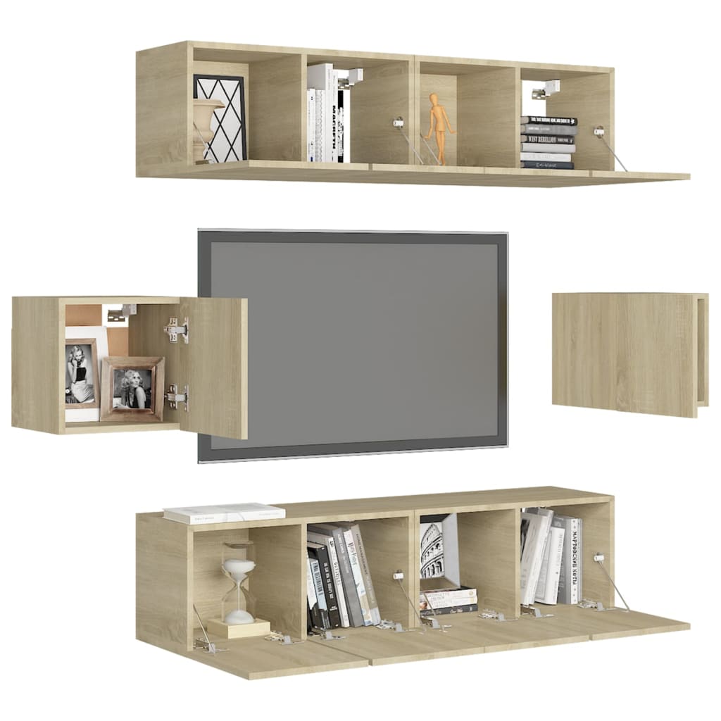 vidaXL Meuble TV 6 pièces Aggloméré Chêne Sonoma