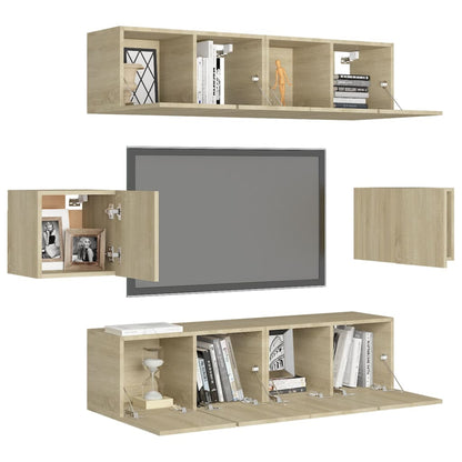 vidaXL Meuble TV 6 pièces Aggloméré Chêne Sonoma