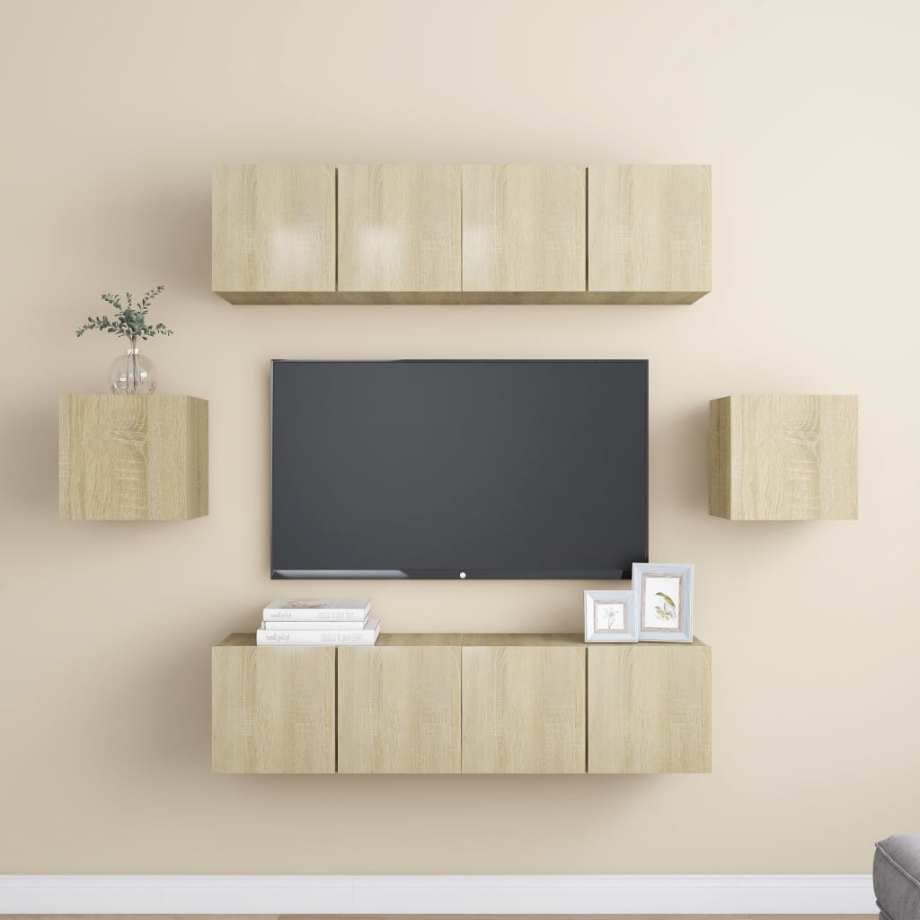 vidaXL Meuble TV 6 pièces Aggloméré Chêne Sonoma