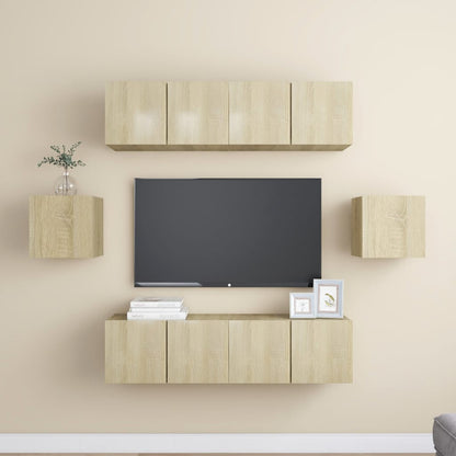 vidaXL Meuble TV 6 pièces Aggloméré Chêne Sonoma