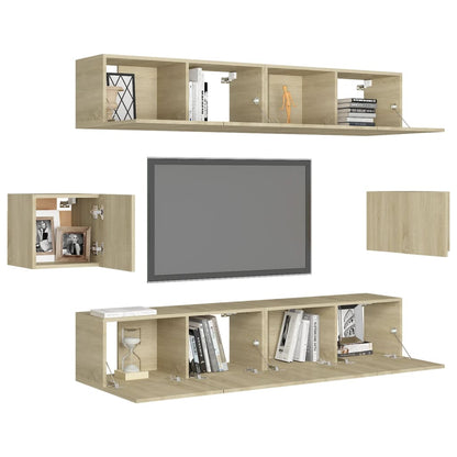 vidaXL Meuble TV 6 pièces Aggloméré Chêne Sonoma