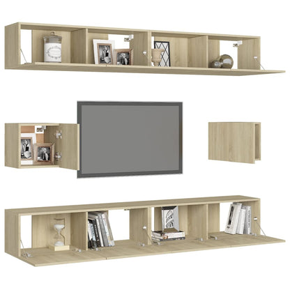 vidaXL Meuble TV 6 pièces Aggloméré Chêne Sonoma
