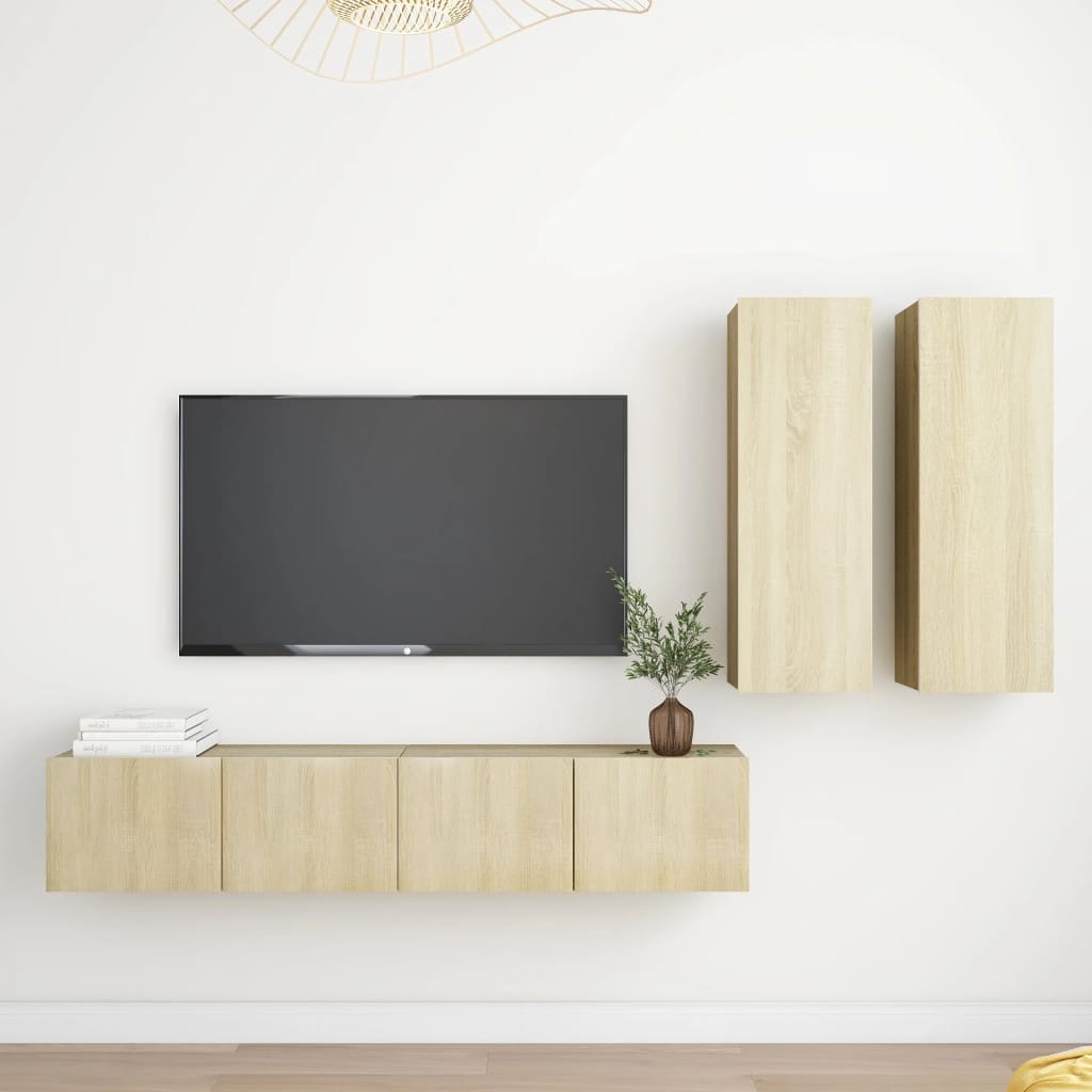 vidaXL Meuble TV 4 pcs Aggloméré Chêne Sonoma