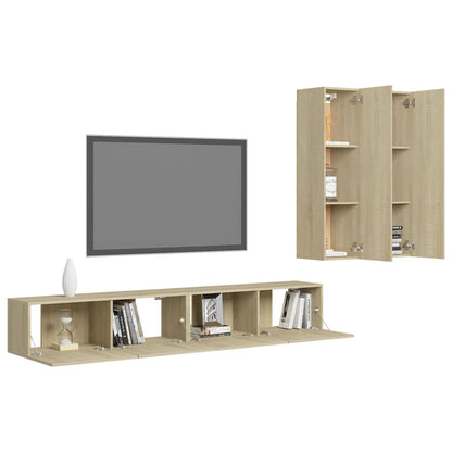 vidaXL Meuble TV 4 pcs Aggloméré Chêne Sonoma
