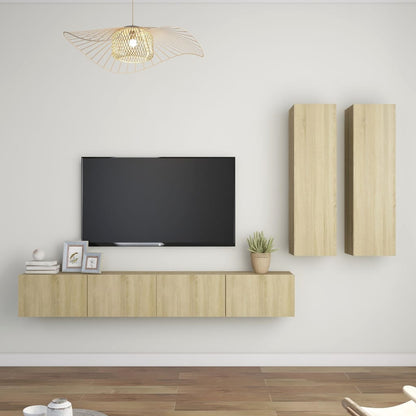 vidaXL Meuble TV 4 pcs Aggloméré Chêne Sonoma