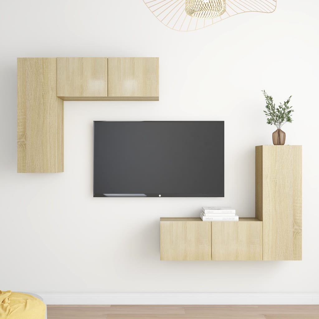 vidaXL Meuble TV 4 pcs Aggloméré Chêne Sonoma
