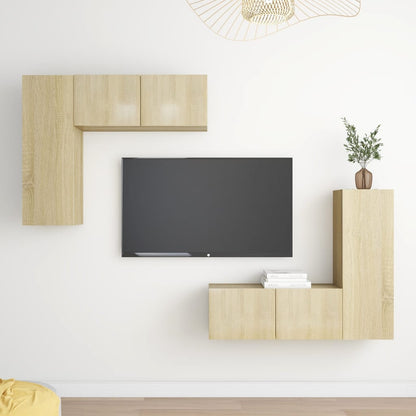 vidaXL Meuble TV 4 pcs Aggloméré Chêne Sonoma