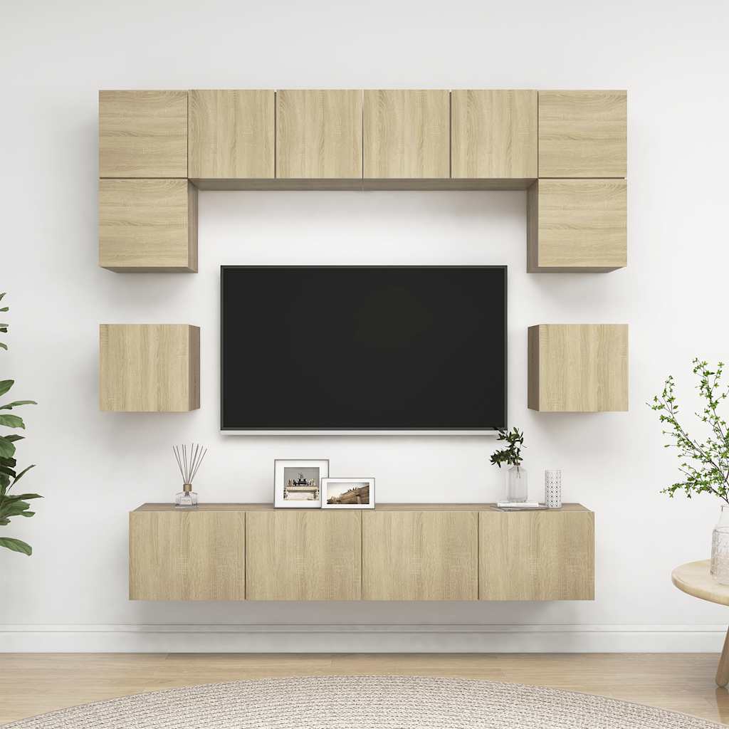 vidaXL 8-tlg. TV-Schrank-Set Sonoma-Eiche Holzwerkstoff