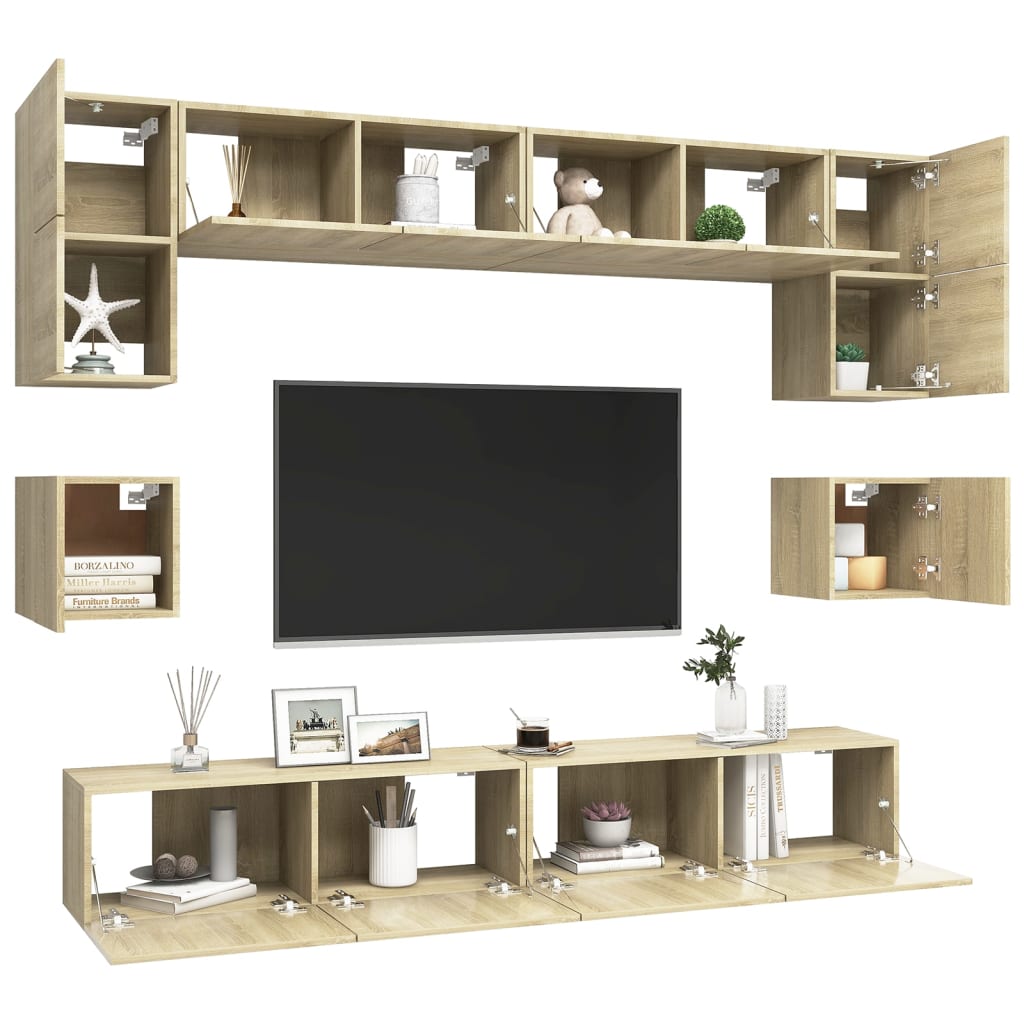 vidaXL Ensemble de 8 meubles TV Chêne Sonoma Bois d'ingénierie