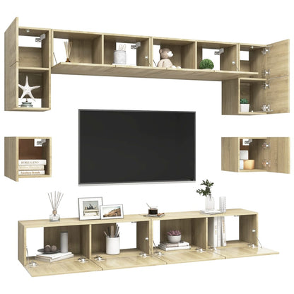 vidaXL Ensemble de 8 meubles TV Chêne Sonoma Bois d'ingénierie