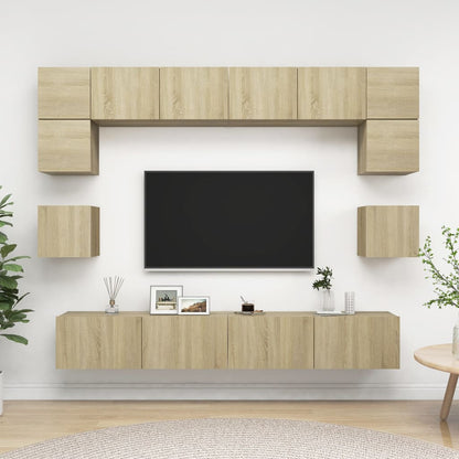 vidaXL Ensemble de 8 meubles TV Chêne Sonoma Bois d'ingénierie