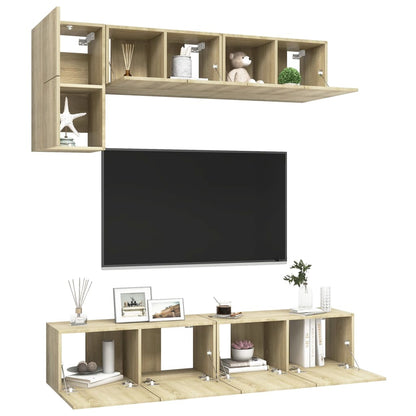 vidaXL Meuble TV 5 pièces Bois d'ingénierie Chêne Sonoma
