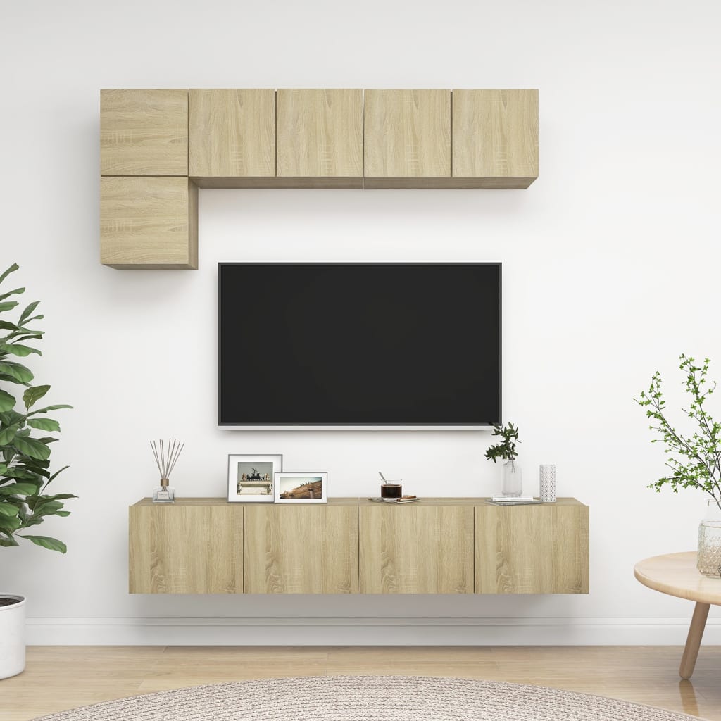 vidaXL Meuble TV 5 pièces Bois d'ingénierie Chêne Sonoma