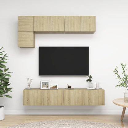 vidaXL Meuble TV 5 pièces Bois d'ingénierie Chêne Sonoma