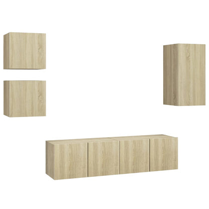vidaXL Meuble TV 5 pièces Bois d'ingénierie Chêne Sonoma