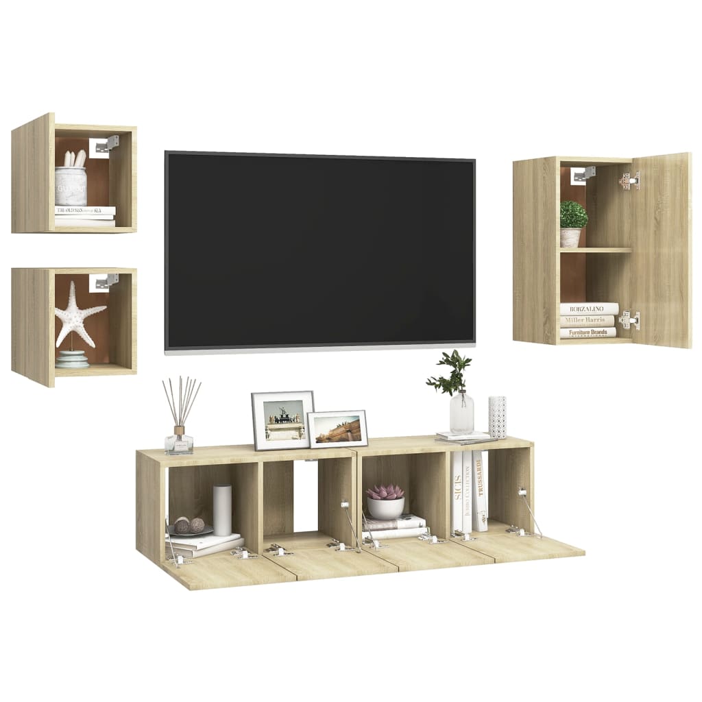vidaXL Meuble TV 5 pièces Bois d'ingénierie Chêne Sonoma