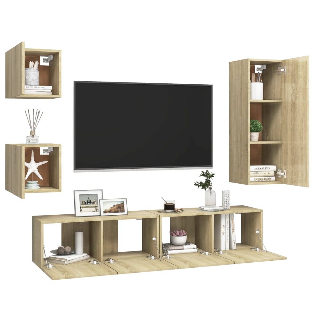 vidaXL Ensembles de meubles TV 5 pcs chêne Sonoma Aggloméré