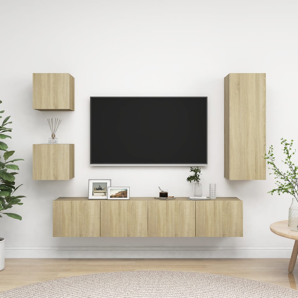vidaXL Ensembles de meubles TV 5 pcs chêne Sonoma Aggloméré