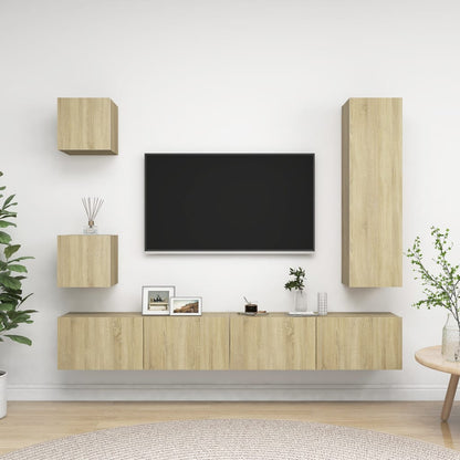 vidaXL Meuble TV 5 pièces Bois d'ingénierie Chêne Sonoma