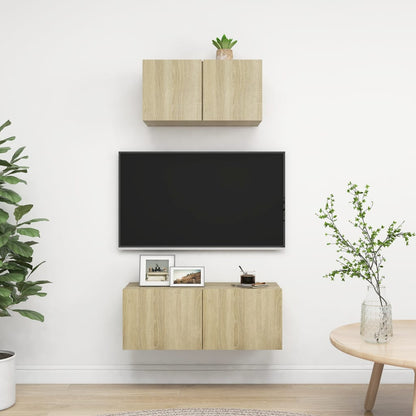 vidaXL Meuble TV, 2 pcs, Chêne Sonoma, Aggloméré