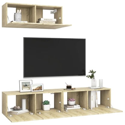 vidaXL Meubles TV 3 pcs Chêne Sonoma Aggloméré